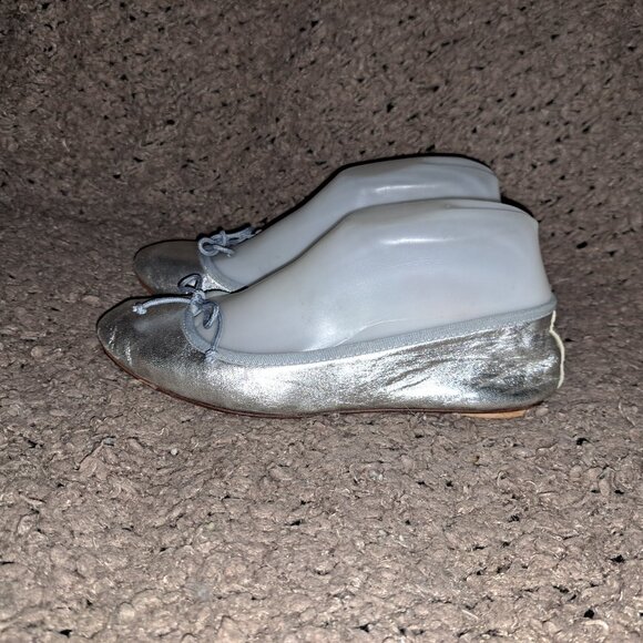 BAGLLERINA-Silver Leather Foldable Ballet Flats-Sz 36-Excellent - Picture 2 of 9
